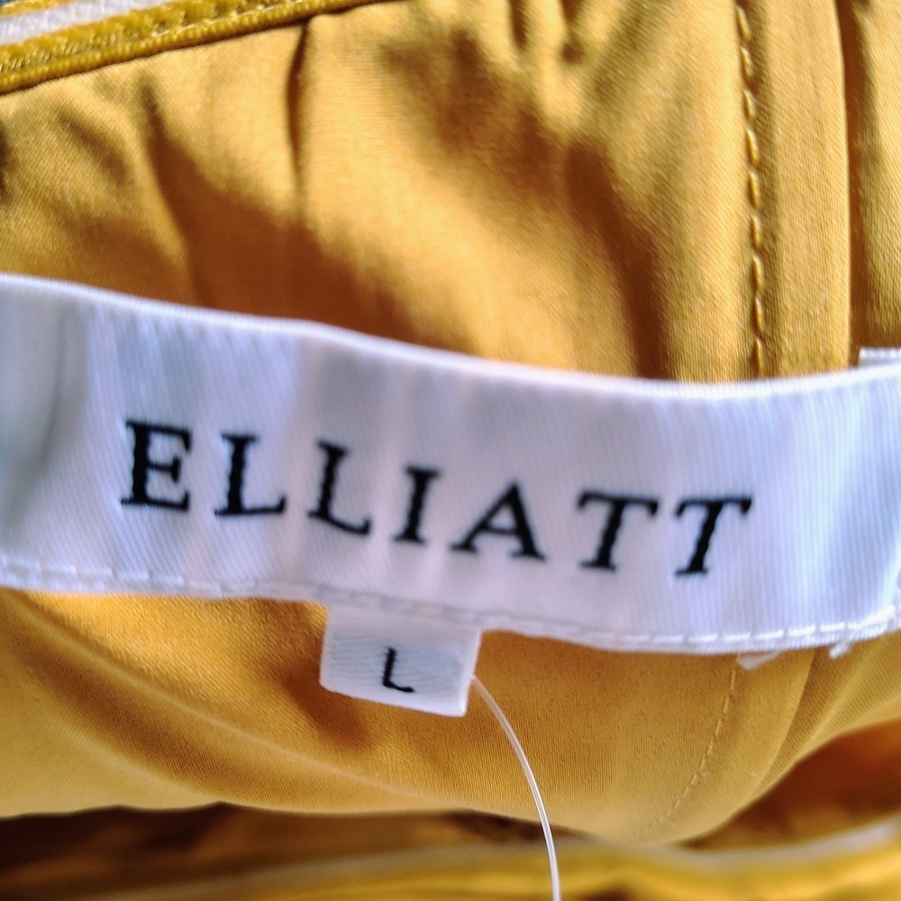 NWT Elliatt One Shoulder Cocktail Dress Size Large Mustard Yellow Sheath Party - Picture 4 of 5